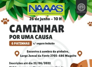 cartaz a anunciar caminhada solidária, em Magoito, a favor do NAAAS