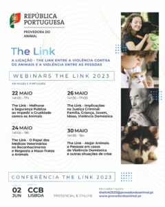Cartaz da Conferência The Link que estabelece a conexão entre maus tratos a animais e violência doméstica